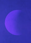 Abstract moon blue digital artwork by Emil Sandberg 'Waning Moon, 01'. Limited edition print.