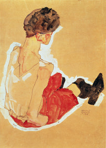 Egon Schiele figurative painting 'Seated Woman' 1911. Limited edition print.